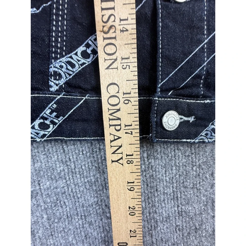 Jordache Jacket Womens XXL Dark Wash‎ Logo Stripe Denim Betty Crop Button Front